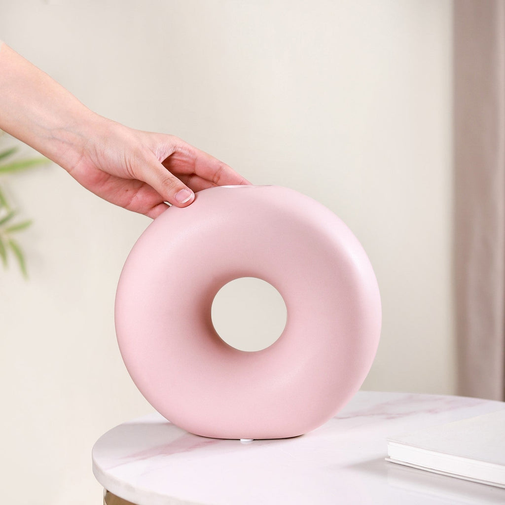 Round Donut Ceramic Vase Pink Nestasia