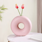 Round Donut Ceramic Vase Pink Nestasia