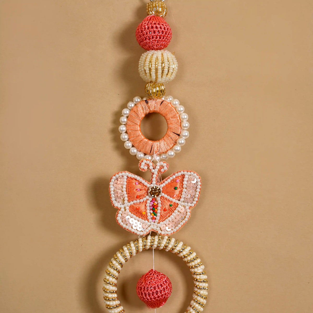 Handcrafted Butterfly Door Hanging Peach Set of 2 Nestasia