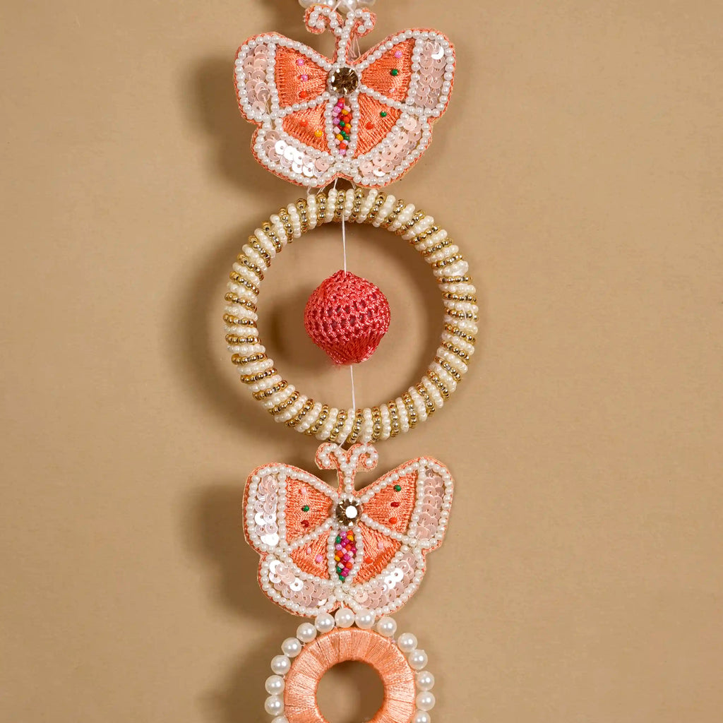 Handcrafted Butterfly Door Hanging Peach Set of 2 Nestasia