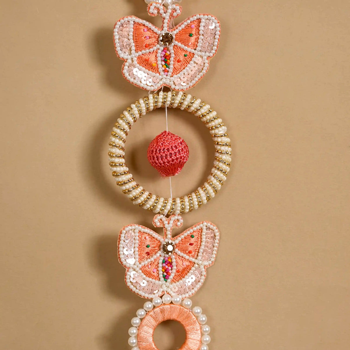 Handcrafted Butterfly Door Hanging Peach Set of 2 Nestasia