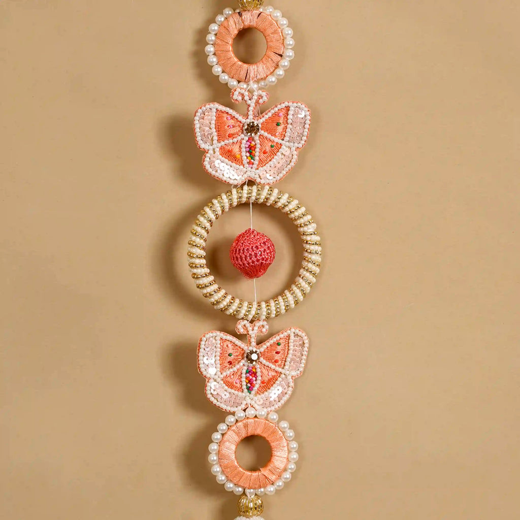 Handcrafted Butterfly Door Hanging Peach Set of 2 Nestasia