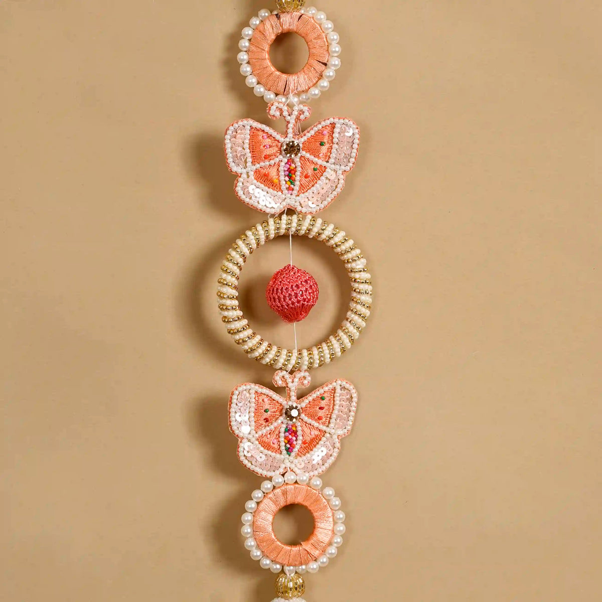 Handcrafted Butterfly Door Hanging Peach Set of 2 Nestasia