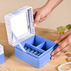 Dots And Dash Multi Section Jewellery Box With Mirror Nestasia