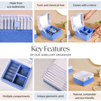 Dots And Dash Multi Section Jewellery Box With Mirror Nestasia