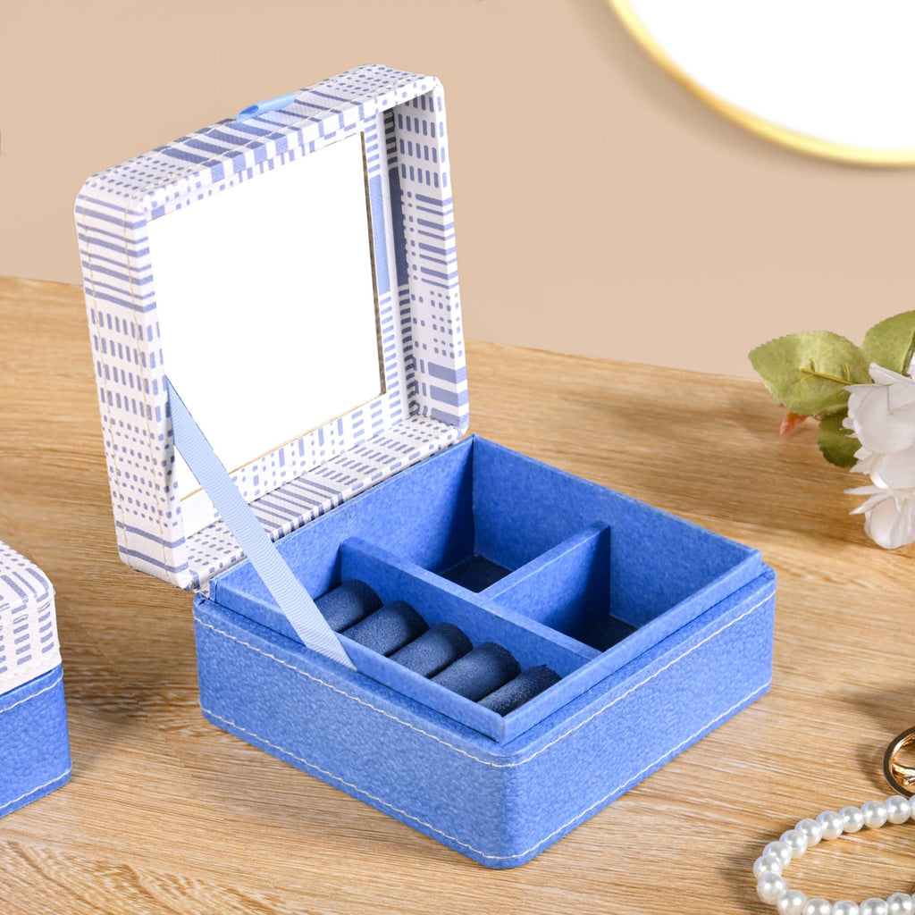 Dots And Dash Multi Section Jewellery Box With Mirror Nestasia