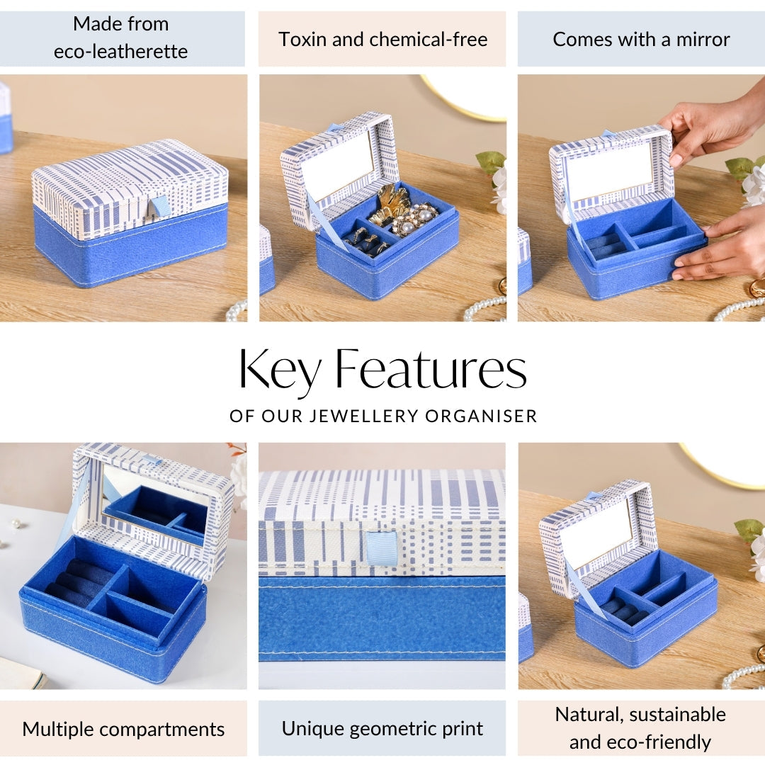 Dots And Dash Portable Jewellery Box With Mirror Nestasia