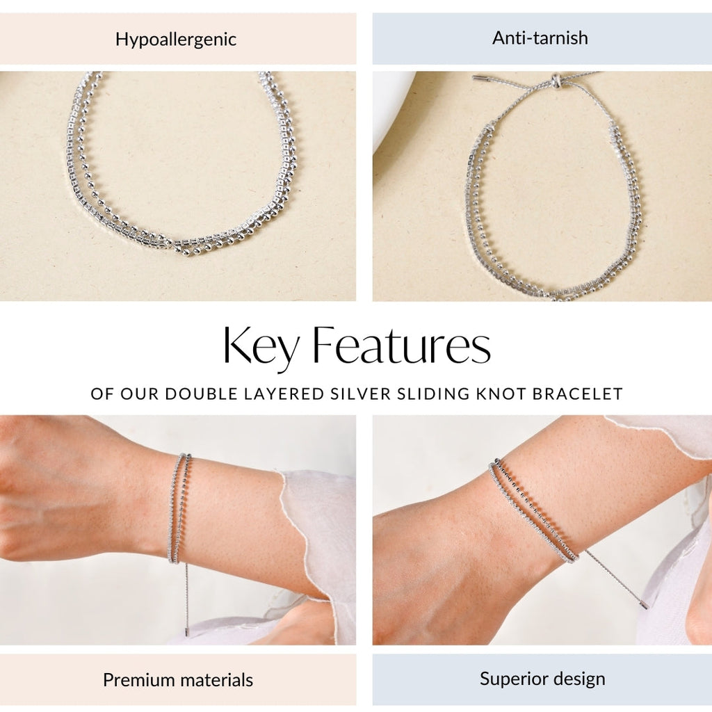 Double Layered Silver Sliding Knot Bracelet Nestasia