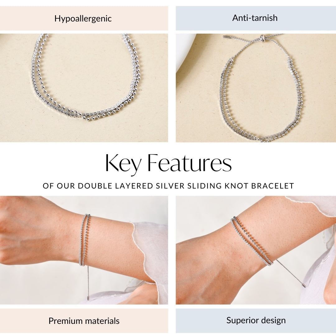 Double Layered Silver Sliding Knot Bracelet Nestasia