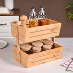 Double Tier Bamboo Storage Basket Nestasia