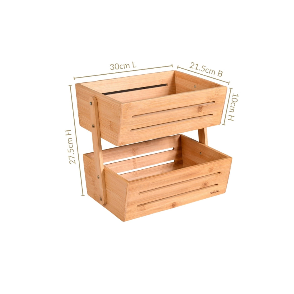 Double Tier Bamboo Storage Basket Nestasia