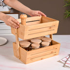 Double Tier Bamboo Storage Basket Nestasia