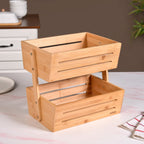 Double Tier Bamboo Storage Basket Nestasia