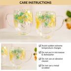 Double Walled Real Green Flower Mug Set Of 2 350ml Nestasia