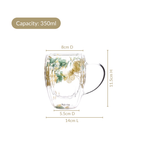 Double Walled Real Green Flower Mug Set Of 2 350ml Nestasia
