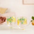 Double Walled Real Green Flower Mug Set Of 2 350ml Nestasia