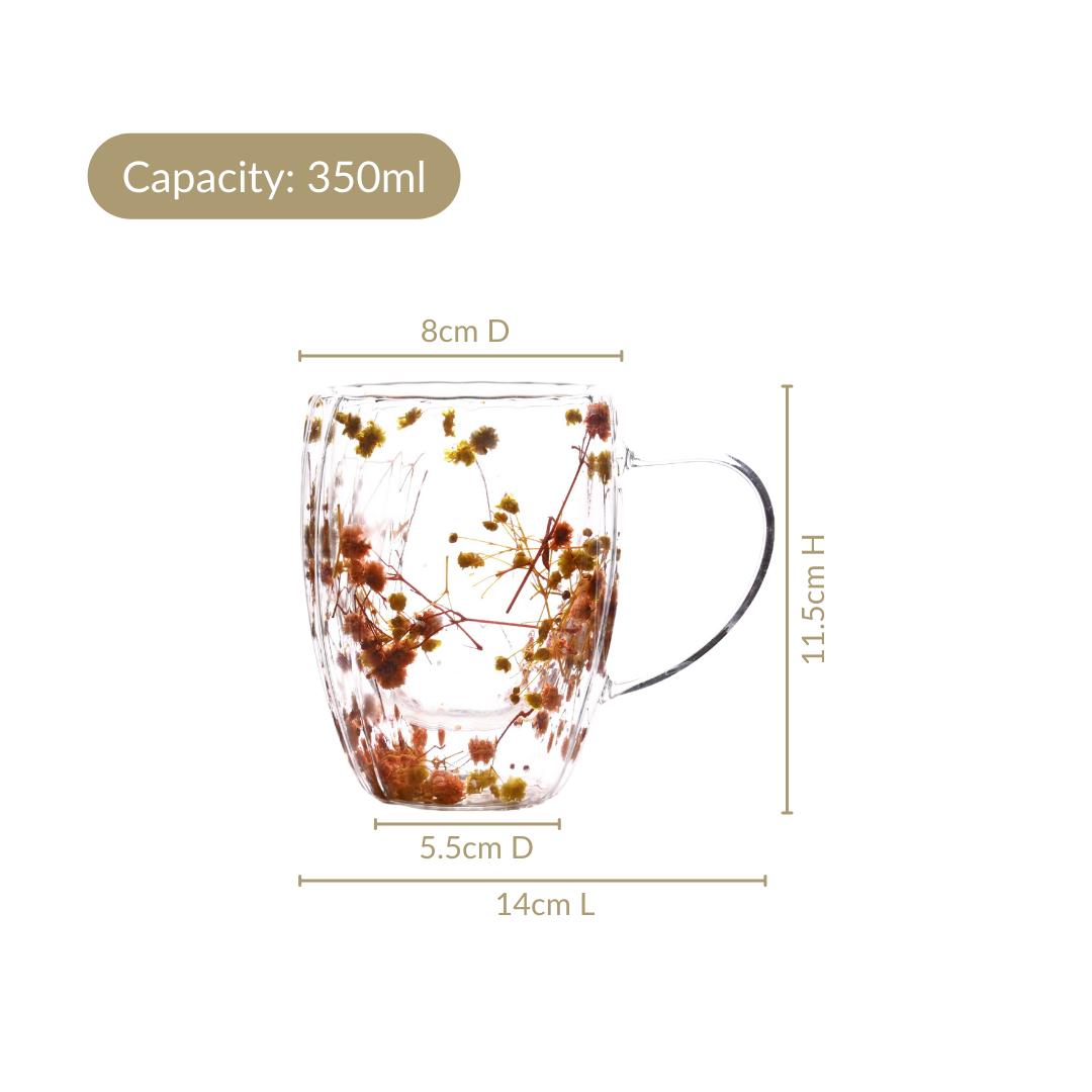 Double Walled Ribbed Spring Bloom Mug Set Of 2 350ml Nestasia