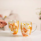 Double Walled Ribbed Spring Bloom Mug Set Of 2 350ml Nestasia
