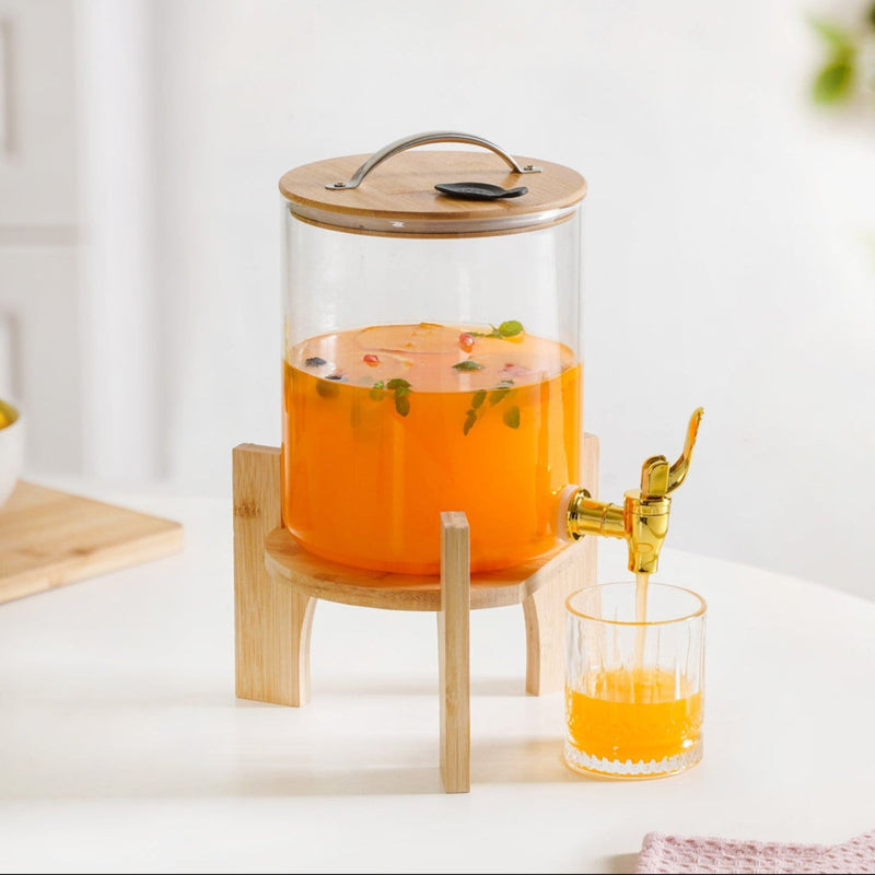 Drinks Dispenser With Bamboo Stand 3600ml Nestasia