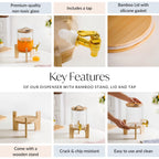 Drinks Dispenser With Bamboo Stand 3600ml Nestasia