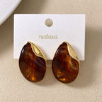 Amber Gemstone Drop Earrings Nestasia