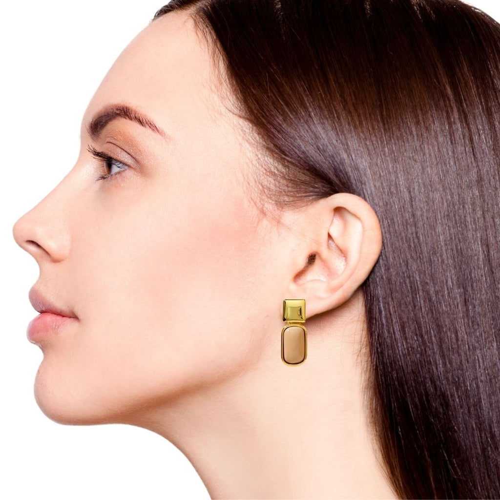 Soft Beige And Gold Earrings Nestasia