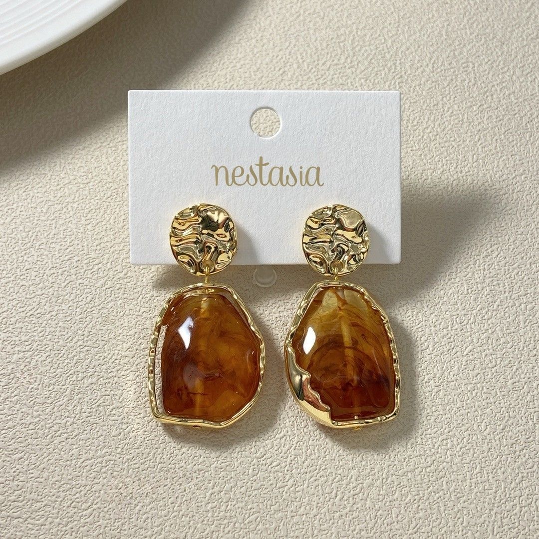 Marble Veil Dangle Earrings Amber Nestasia