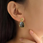 Marble Veil Dangle Earrings Grey Nestasia