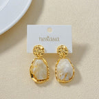 Marble Veil Dangle Earrings White Nestasia