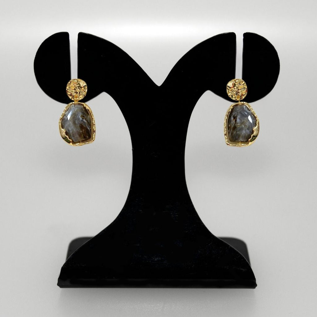 Marble Veil Dangle Earrings Grey Nestasia