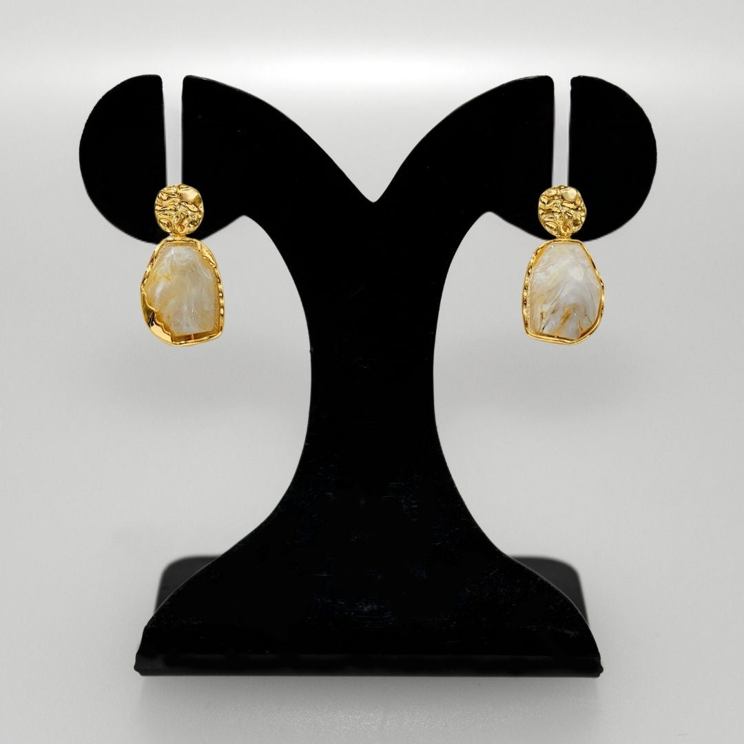 Marble Veil Dangle Earrings White Nestasia