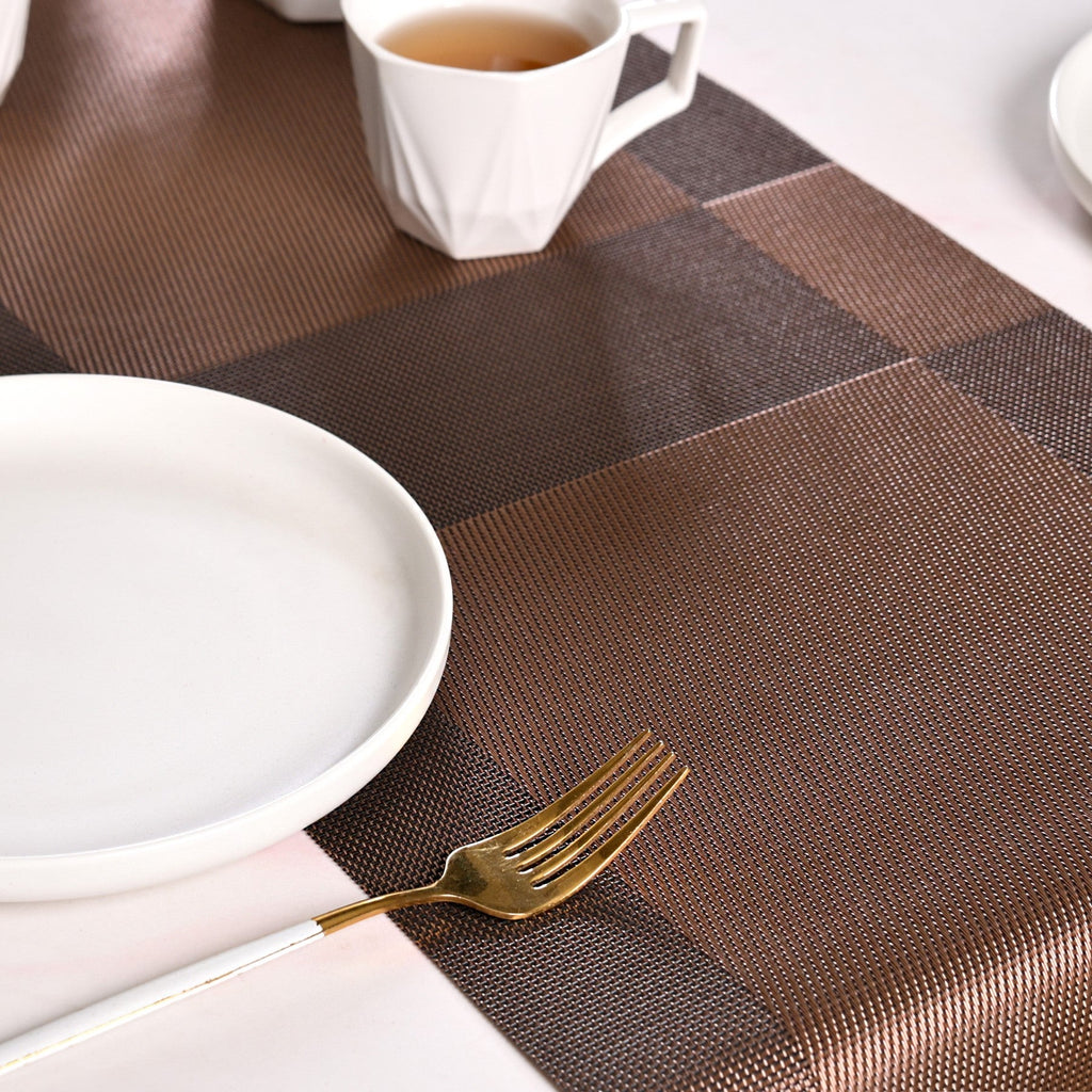 Dual Tone Reversible Table Runner Brown 180x30cm Nestasia