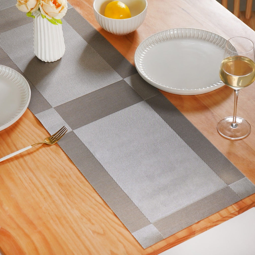 Dual Tone Reversible Table Runner Silver 180x30cm Nestasia