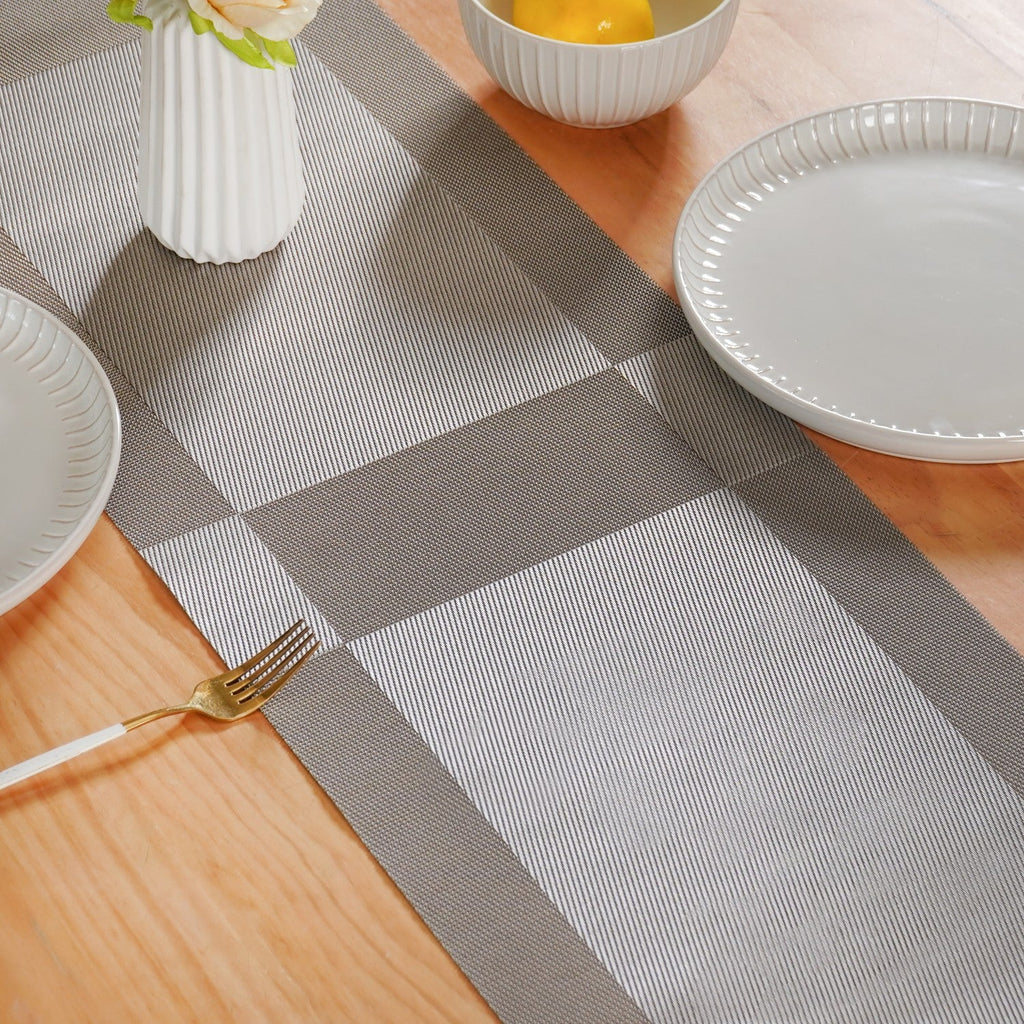 Dual Tone Reversible Table Runner Silver 180x30cm Nestasia