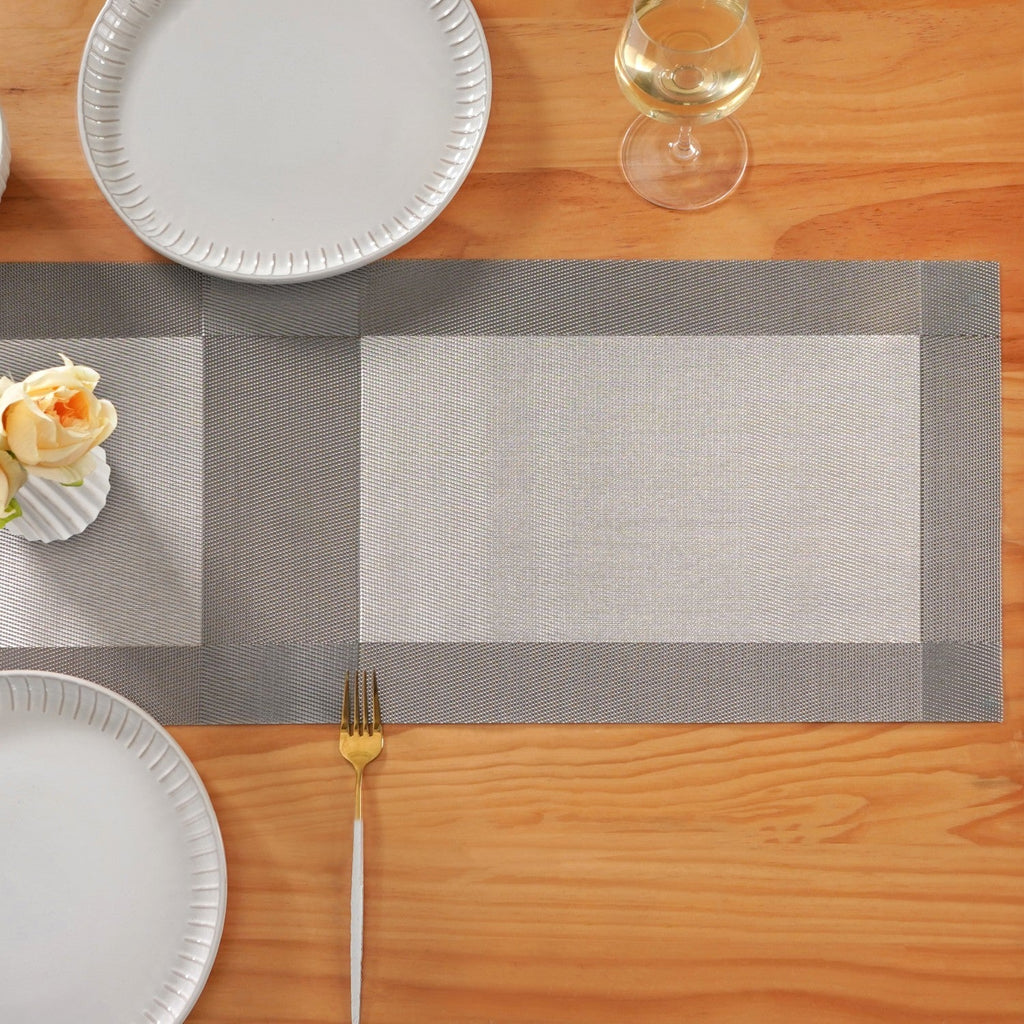Dual Tone Reversible Table Runner Silver 180x30cm Nestasia