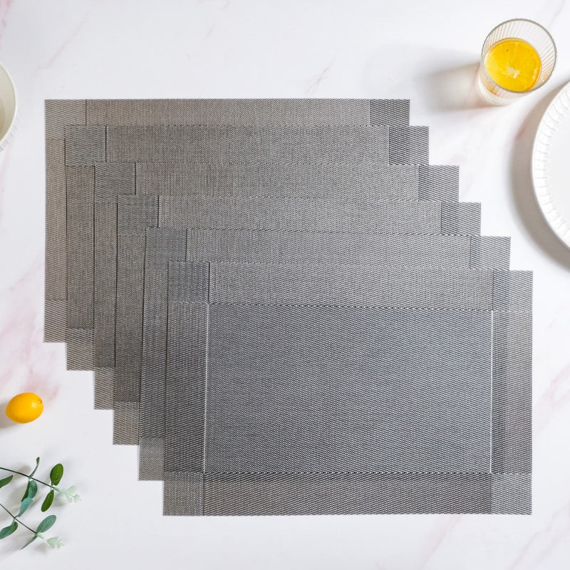 Dual Tone Grey Reversible Dining Table Mats Set Of 6 Nestasia
