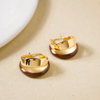 Dual Hoop Earrings Brown Nestasia