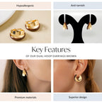 Dual Hoop Earrings Brown Nestasia