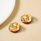 Dual Hoop Earrings Maroon Nestasia
