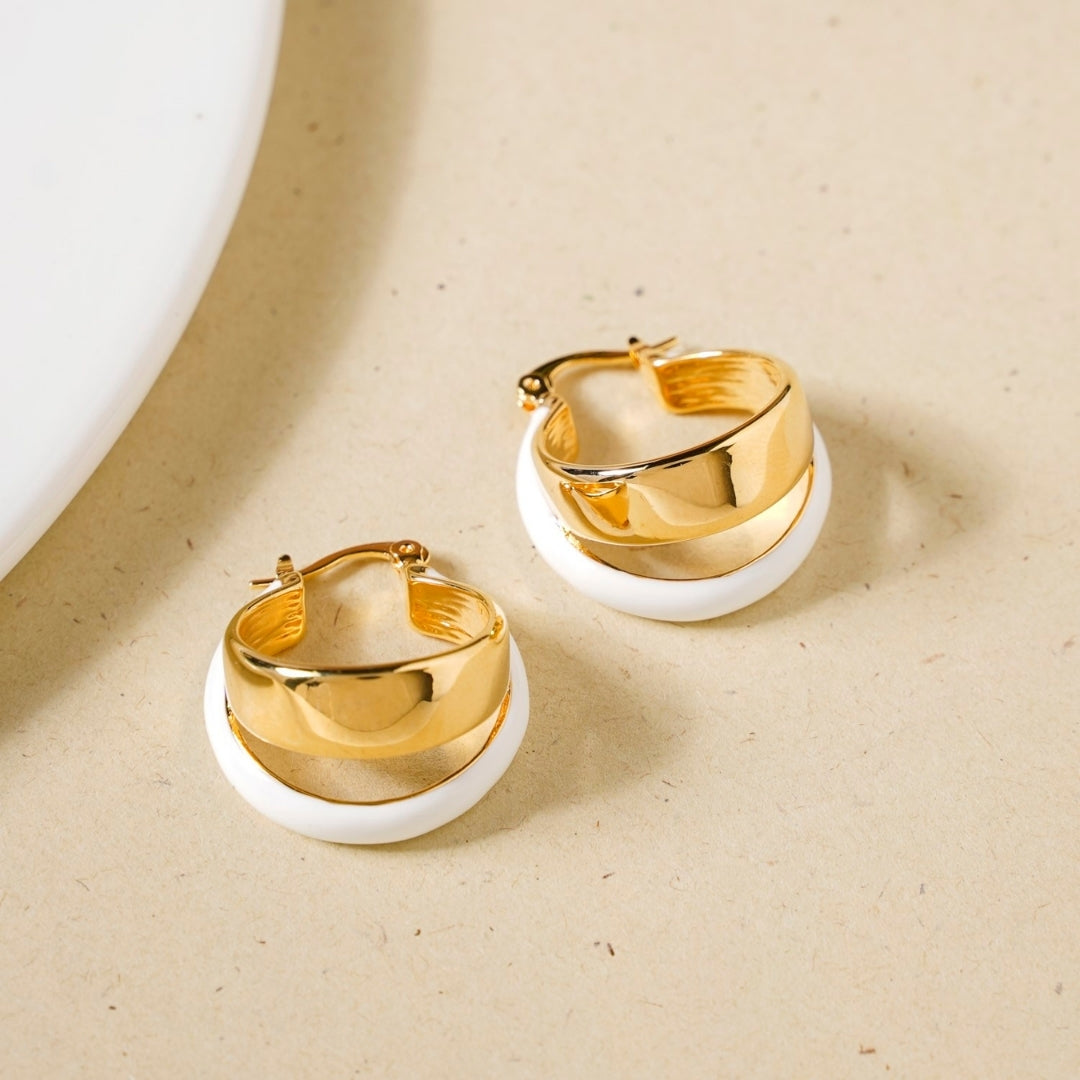 Dual Hoop Earrings White Nestasia