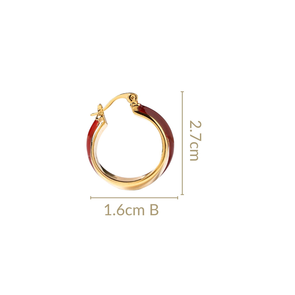 Dual Hoop Earrings Maroon Nestasia