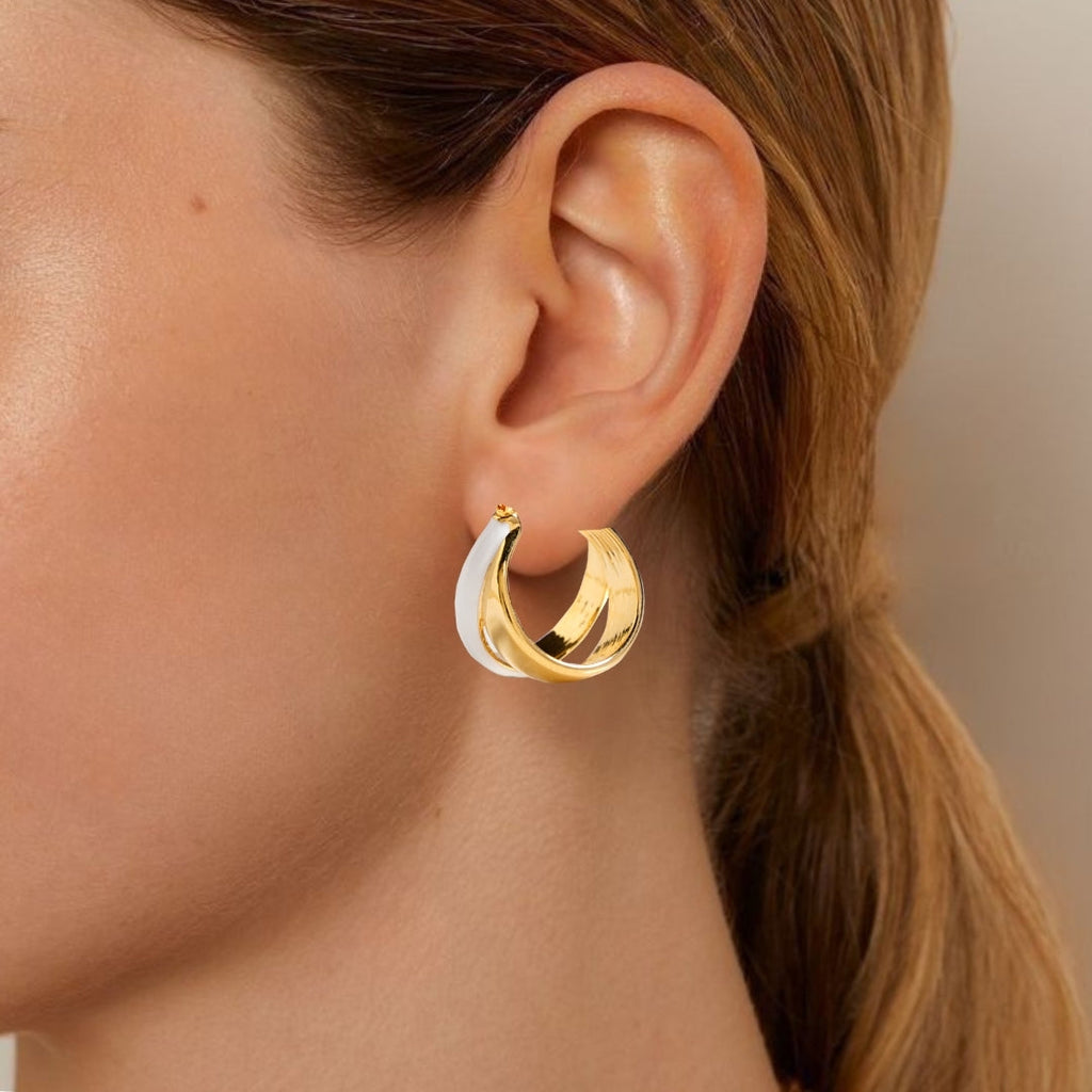Dual Hoop Earrings White Nestasia