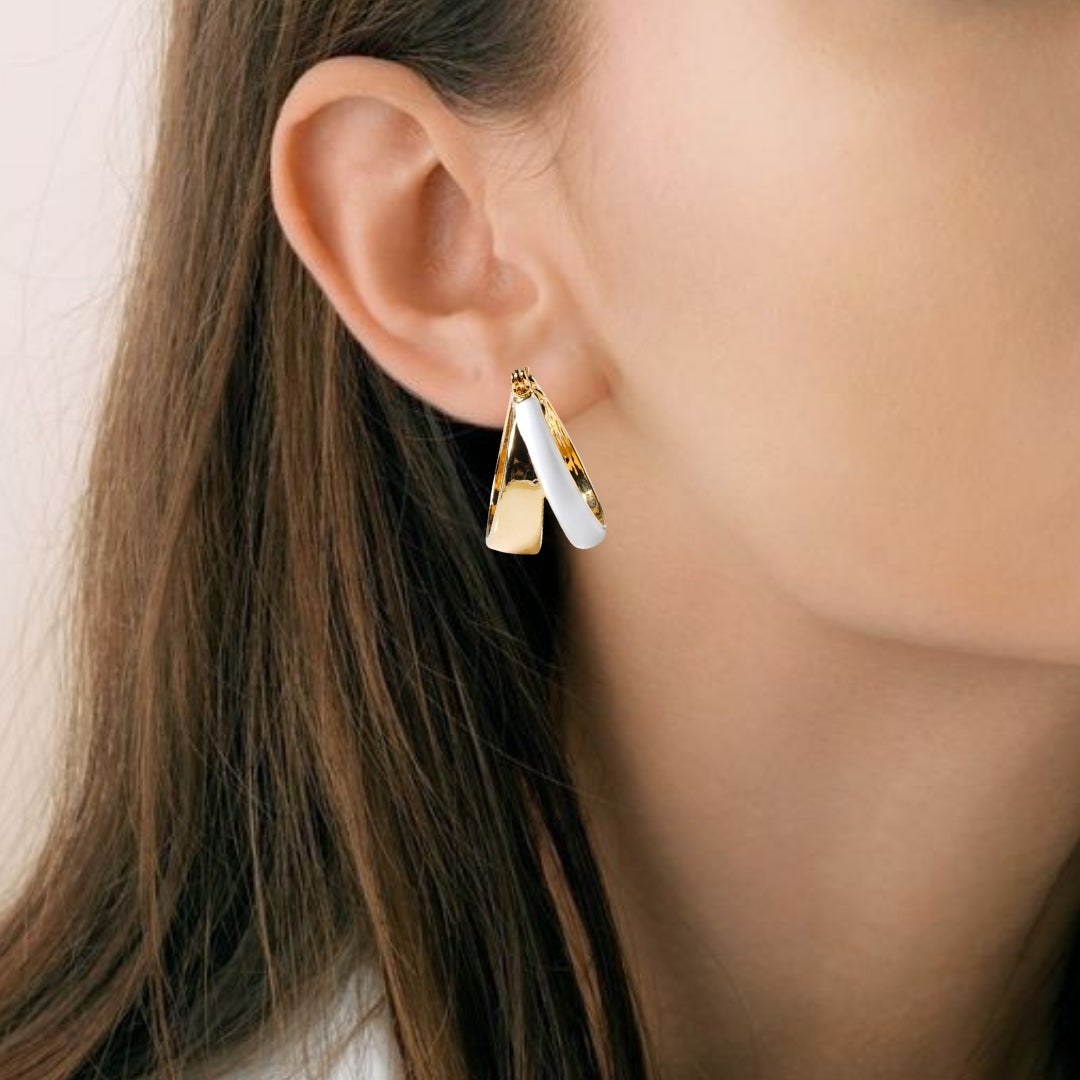Dual Hoop Earrings White Nestasia