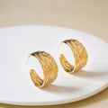 Dune Waves Chunky Gold Hoop Earrings Nestasia
