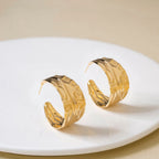 Dune Waves Chunky Gold Hoop Earrings Nestasia