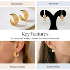 Dune Waves Chunky Gold Hoop Earrings Nestasia