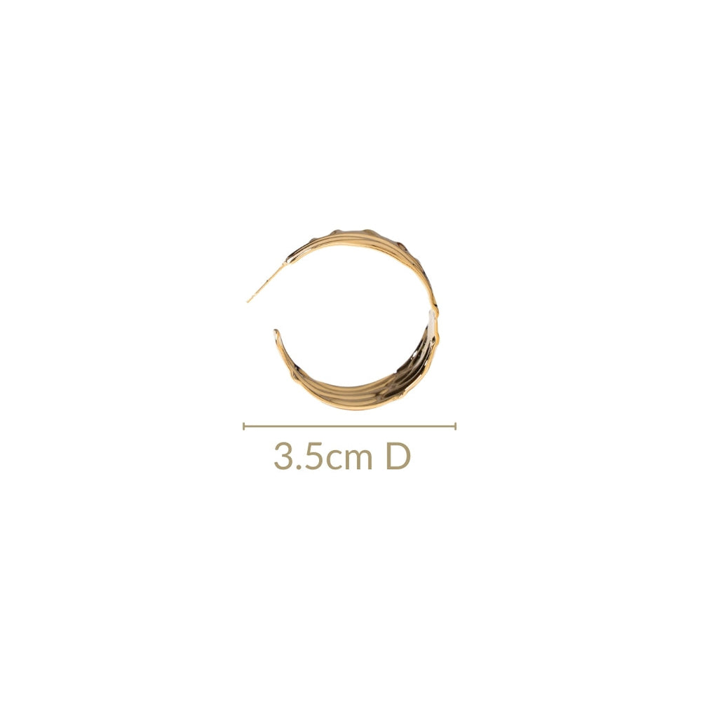Dune Waves Chunky Gold Hoop Earrings Nestasia