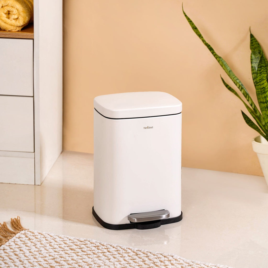 Dustro Metal Pedal Dustbin White 5000ml Nestasia
