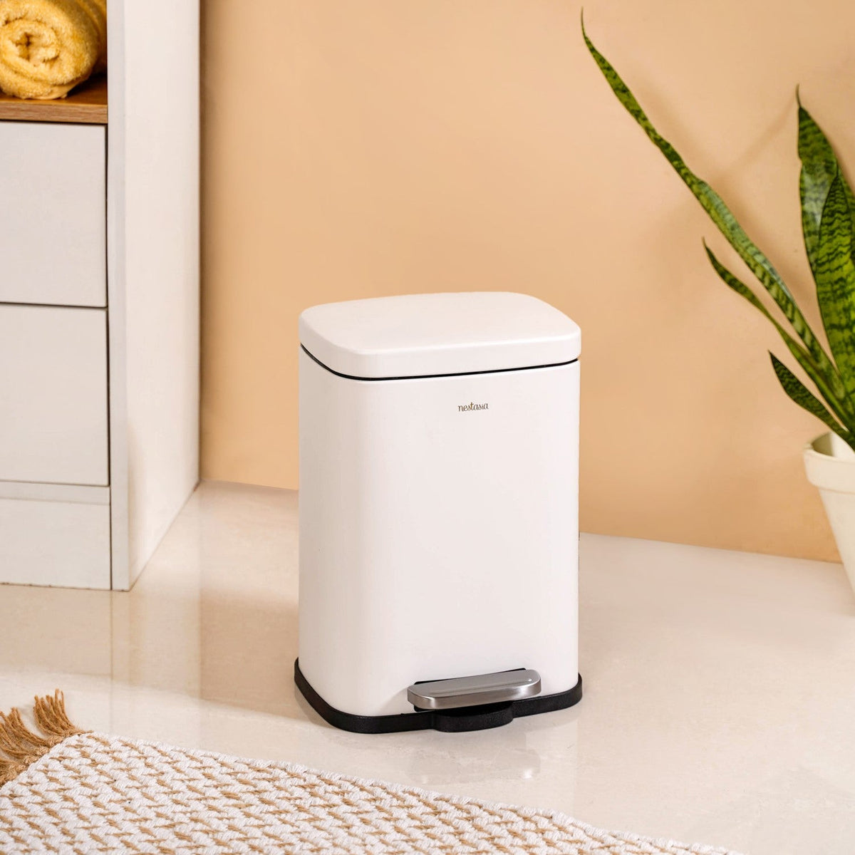 Dustro Metal Pedal Dustbin White 5000ml Nestasia