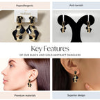 Black And Gold Abstract Danglers Nestasia